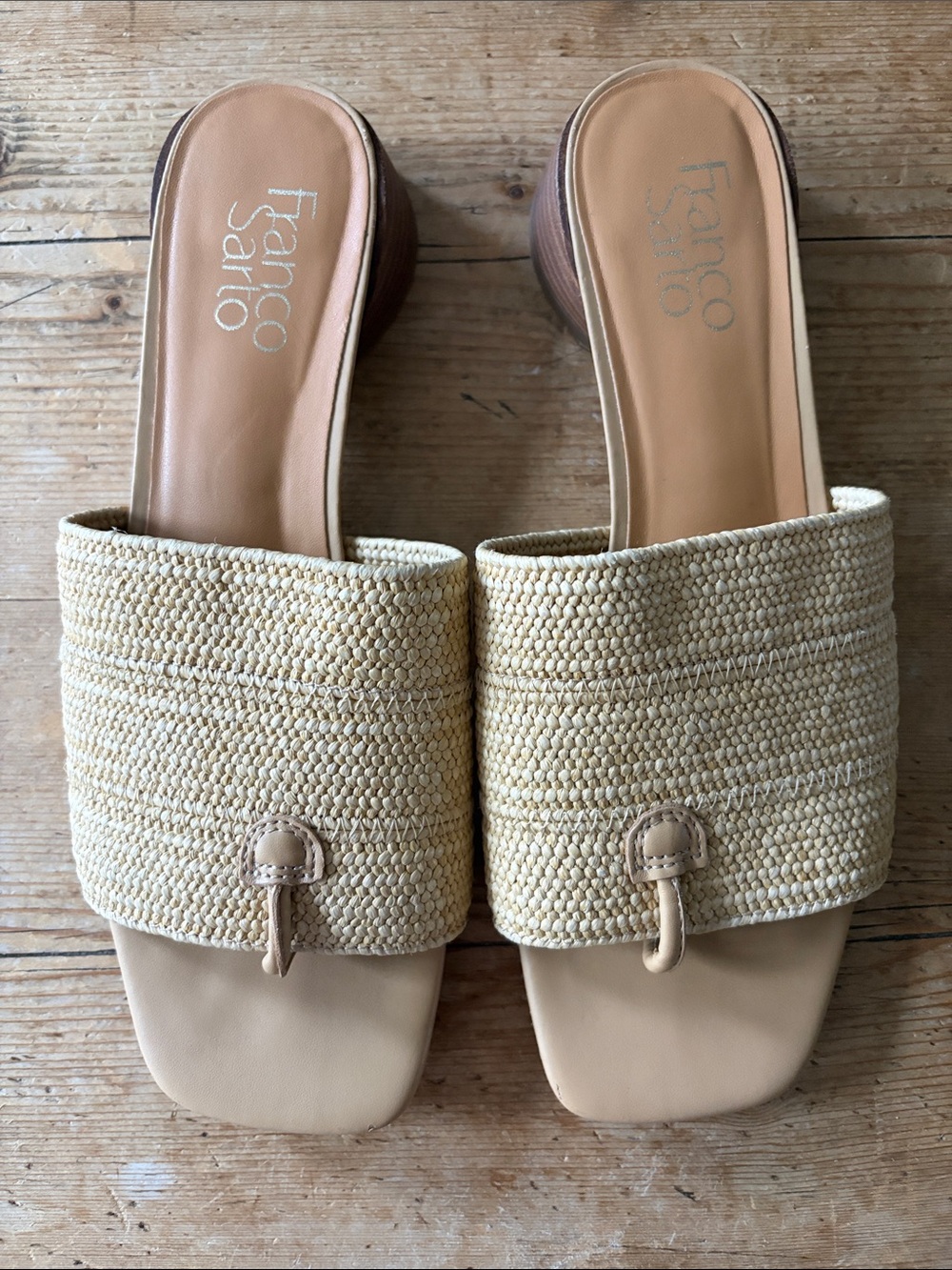 Franco Sarto Loren  Jute and Thong Slides Block Heel 7.5